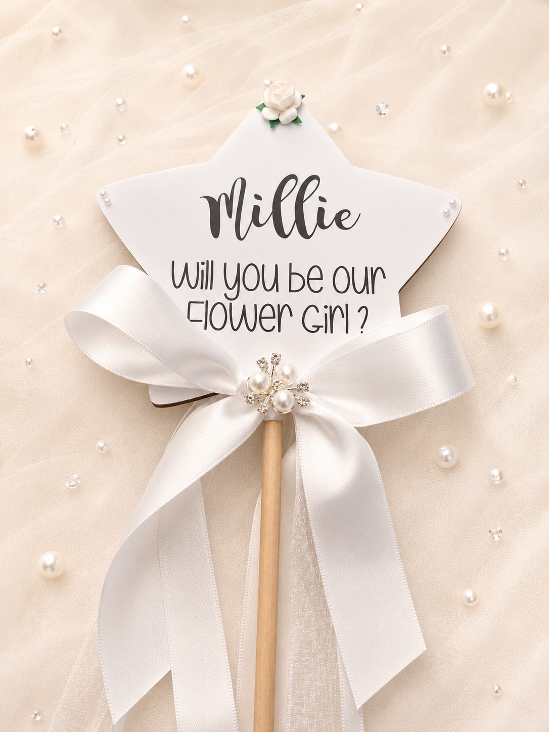 Personalised Flower Girl Wand | Will You Be My Flower Girl Proposal Gift | Wedding Wand Keepsake | Flower Girl Gift UK