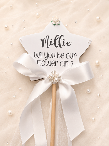 Personalised Flower Girl Wand | Will You Be My Flower Girl Proposal Gift | Wedding Wand Keepsake | Flower Girl Gift UK