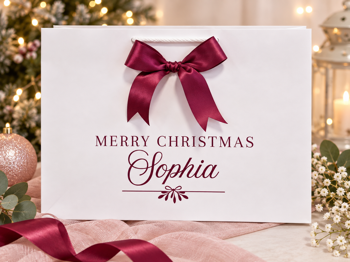 Personalised Christmas Gift Bag – Luxury Rope Handle Gift Bags