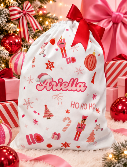 Personalised Pink Nutcracker Santa Sack