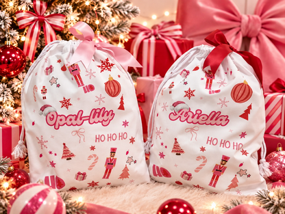 Personalised Pink Nutcracker Santa Sack