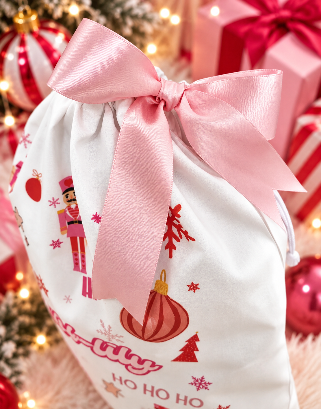 Personalised Pink Nutcracker Santa Sack