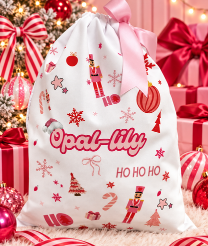Personalised Pink Nutcracker Santa Sack