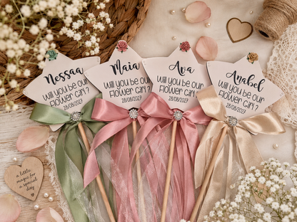 Personalised Flower Girl Wand | Will You Be My Flower Girl Proposal Gift | Wedding Wand Keepsake | Flower Girl Gift UK