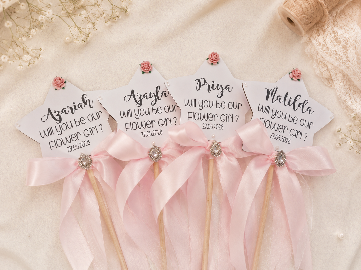 Personalised Flower Girl Wand | Will You Be My Flower Girl Proposal Gift | Wedding Wand Keepsake | Flower Girl Gift UK
