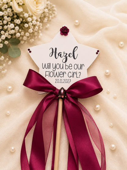 Personalised Flower Girl Wand | Will You Be My Flower Girl Proposal Gift | Wedding Wand Keepsake | Flower Girl Gift UK