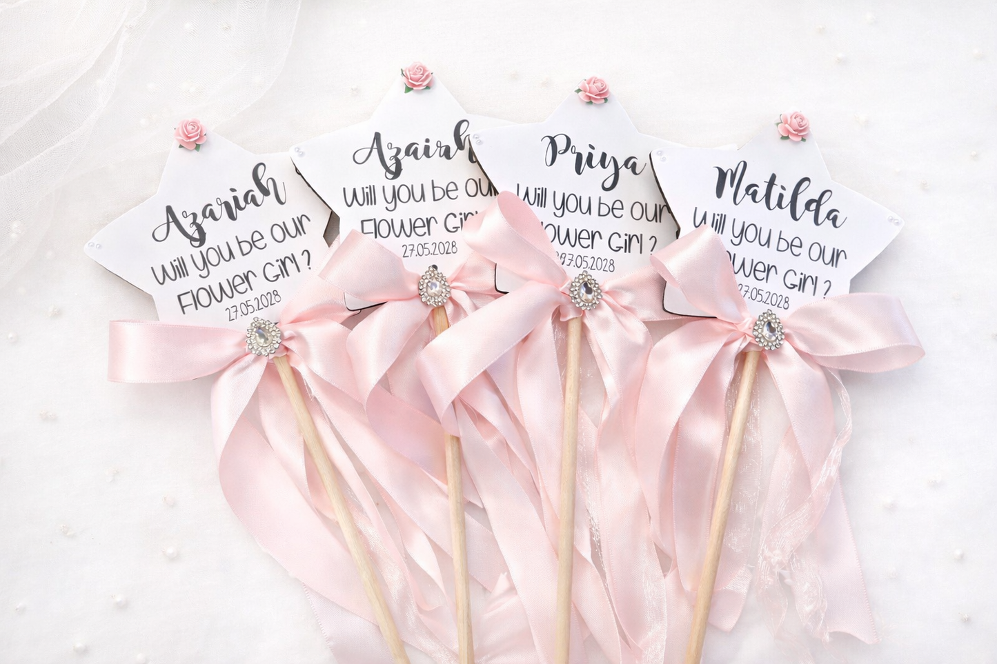 Personalised Flower Girl Wand | Will You Be My Flower Girl Proposal Gift | Wedding Wand Keepsake | Flower Girl Gift UK