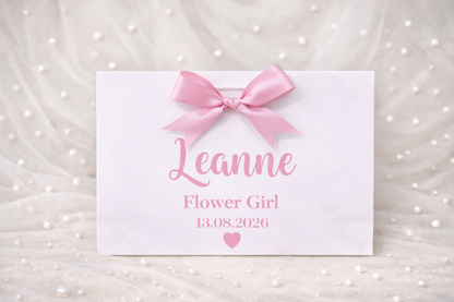 Luxury Personalised Bridal Party Gift Bags | Bridesmaid Proposal Bags | Wedding Gift Bags with Satin Bow | Maid of Honour Gift Bag