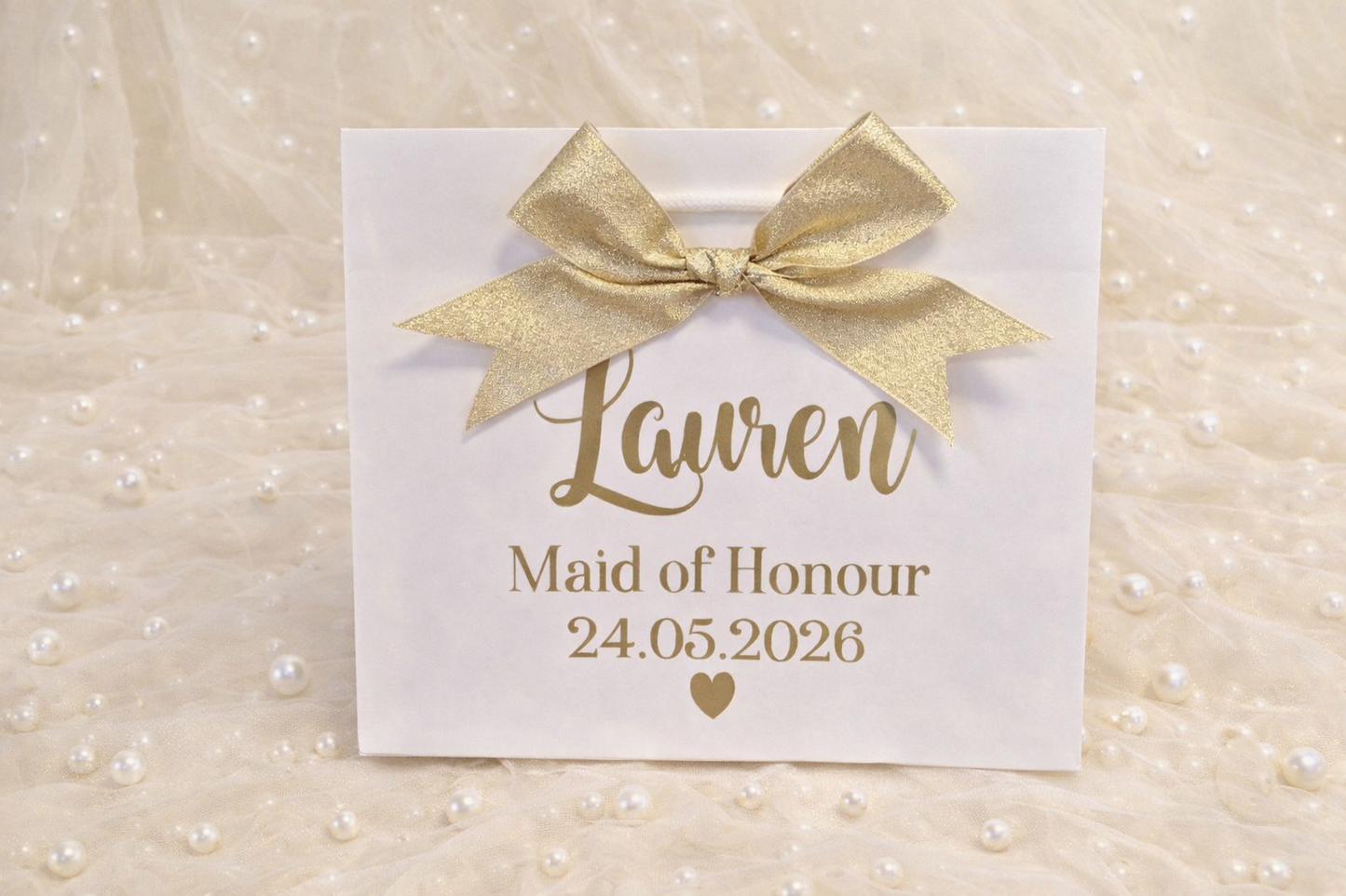 Luxury Personalised Bridal Party Gift Bags | Bridesmaid Proposal Bags | Wedding Gift Bags with Satin Bow | Maid of Honour Gift Bag