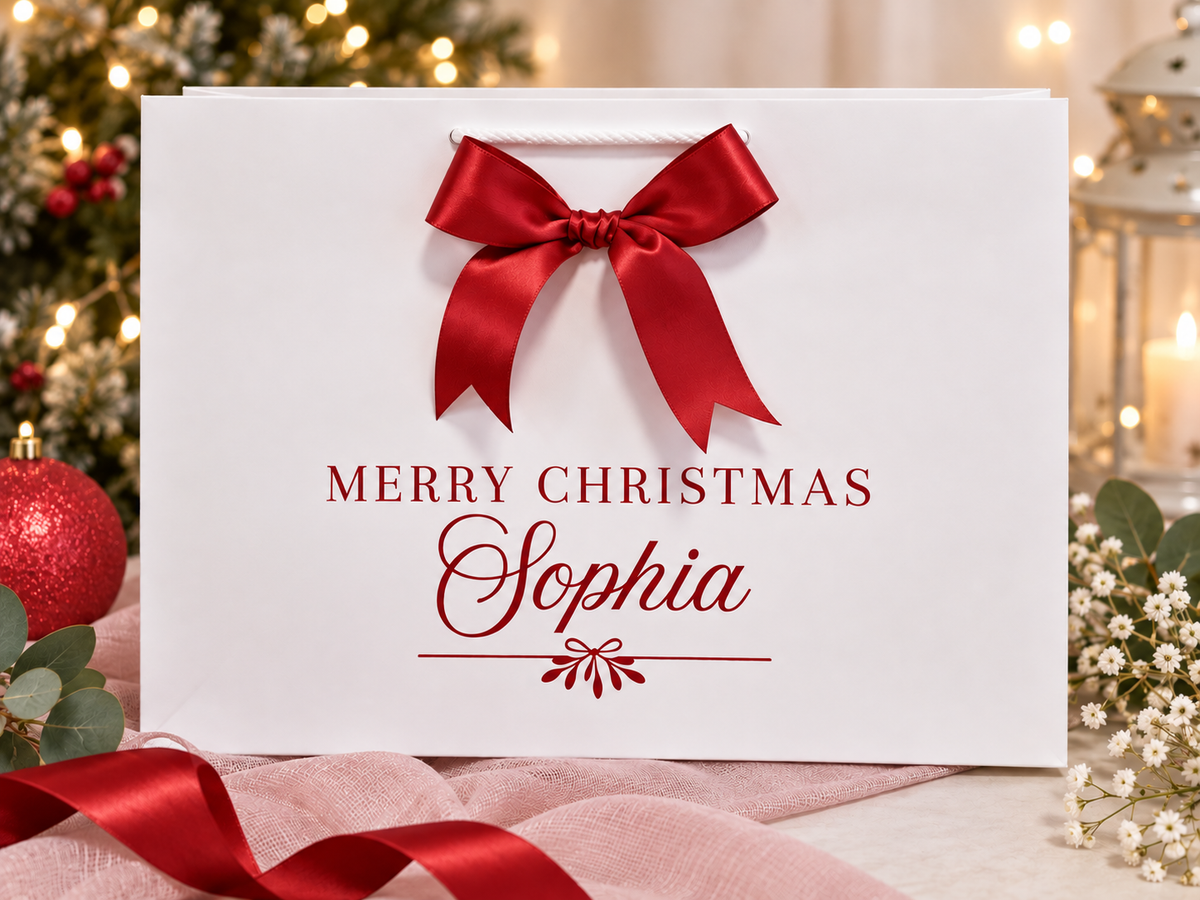 Personalised Christmas Gift Bag – Luxury Rope Handle Gift Bags