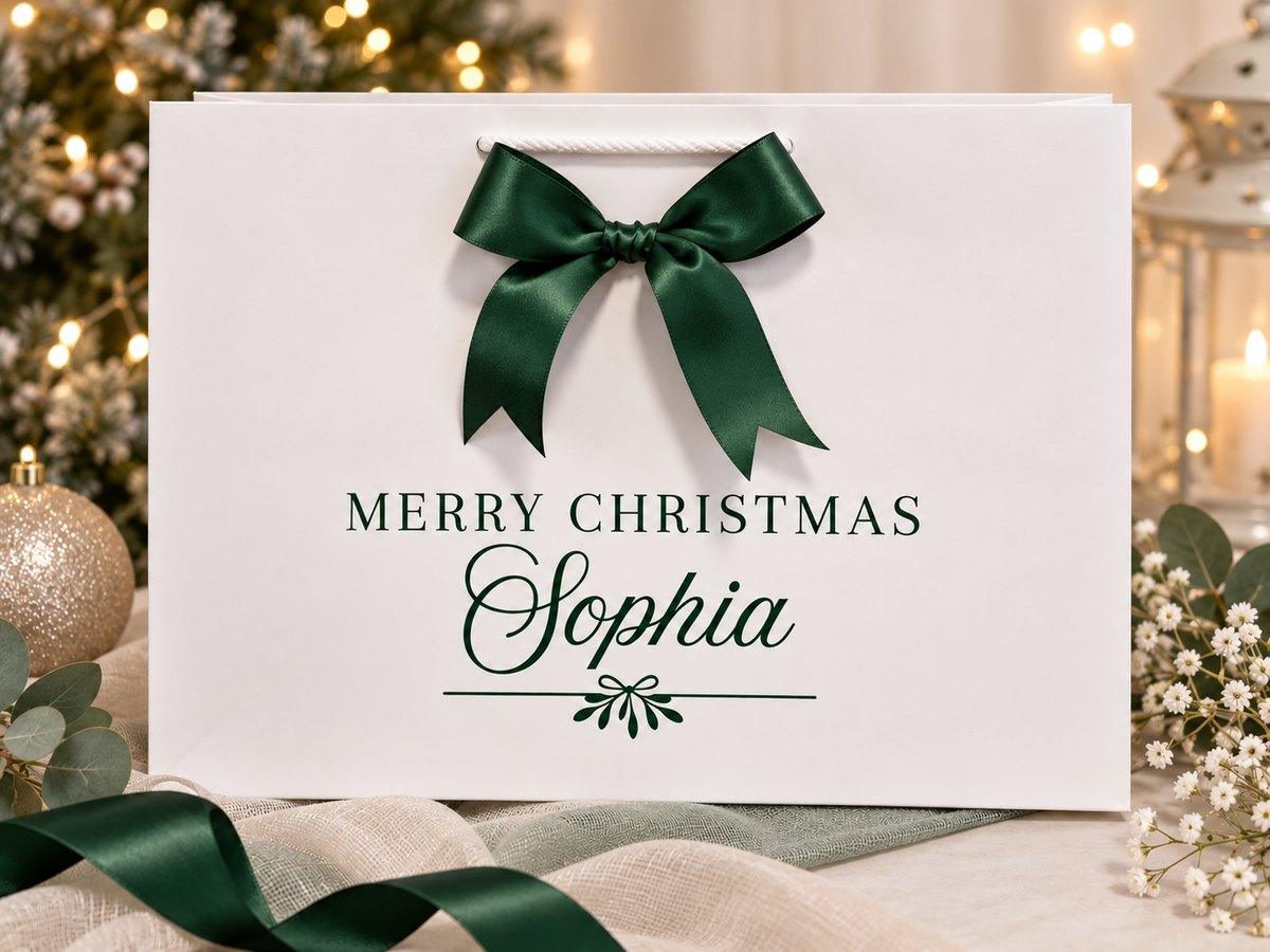Personalised Christmas Gift Bag – Luxury Rope Handle Gift Bags