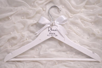 Luxury Personalised Bridal Hanger with Pearls & Satin Bow