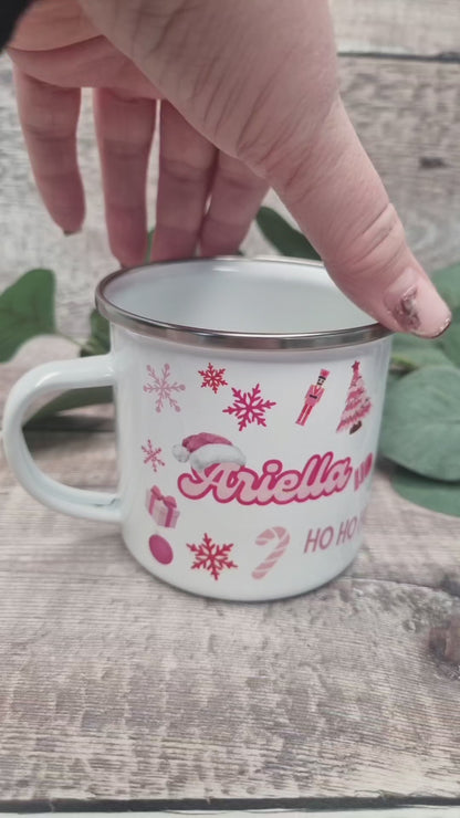 Personalised Christmas mug, red and pink Christmas, Christmas mug